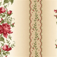 Red and Green on Cream Border Stripe 8161-R