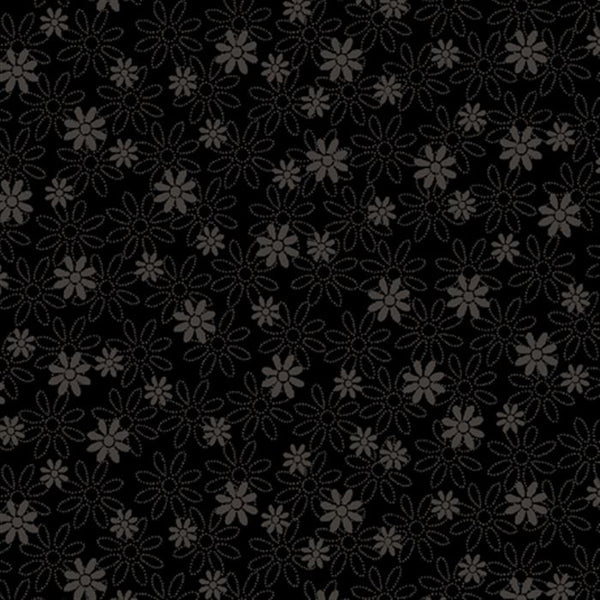 Stencil Floral Tone on Tone Black 21516J